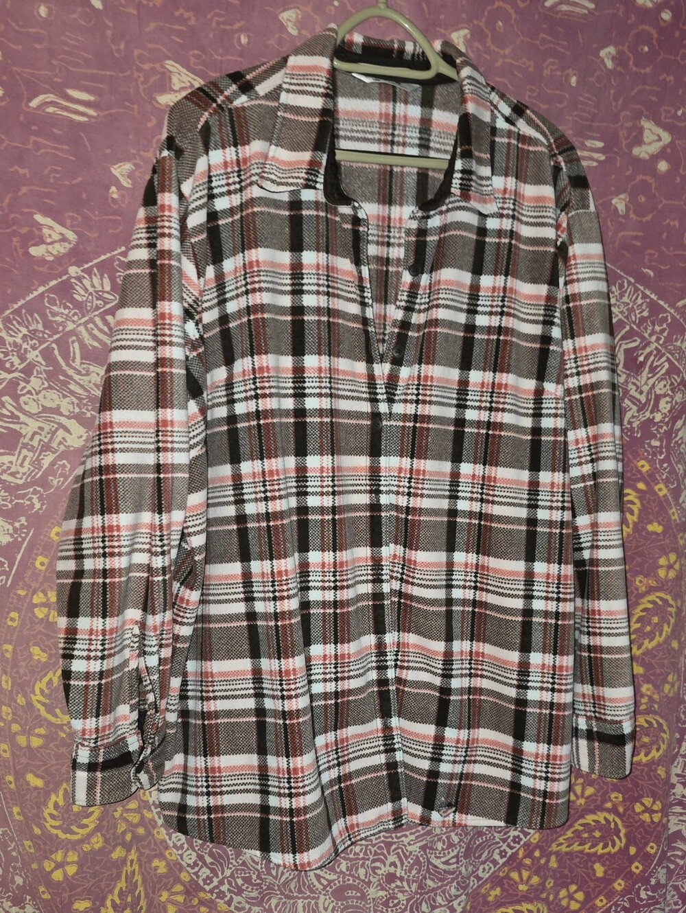Lee Riders Womens Fleece Shirt 2x/ Orange Brown Plaid